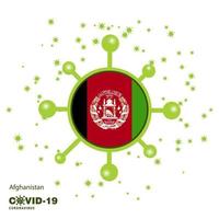 afeganistão coronavius bandeira fundo de conscientização fique em casa fique saudável cuide de sua própria saúde ore pelo país vetor