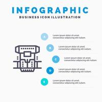 ícone de linha de crioterapia criogênica de câmara de caixa com fundo de infográficos de apresentação de 5 etapas vetor