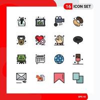 conjunto de 16 sinais de símbolos de ícones de interface do usuário modernos para a geleia de mídia de conquista de campeão, elementos de design de vetores criativos editáveis de alimentos