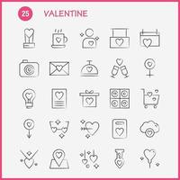 pacote de ícones desenhados à mão dos namorados para designers e desenvolvedores ícones do calendário amor romântico xícara de chá dos namorados vetor romântico dos namorados