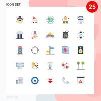 pacote de interface do usuário de 25 cores planas básicas de elementos de design de vetores editáveis de chefe de trabalho de estudante de trabalho mecânico