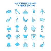 pacote de ícones de tom azul de ação de graças 25 conjuntos de ícones vetor