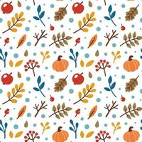 padrão sem emenda de outono, tecido, têxtil, textura. ilustração floral em vetor. padrão de queda. elementos de outono - abóbora, maçã, folhas, bagas. vetor