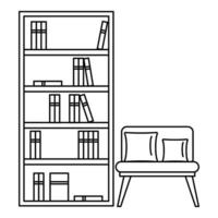 ícone da sala de leitura, estilo de estrutura de tópicos vetor