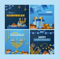 post de mídia social de hanukkah vetor