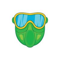 ícone de máscara de paintball verde, estilo cartoon vetor