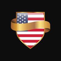 vetor de design de distintivo dourado de bandeira dos estados unidos da américa