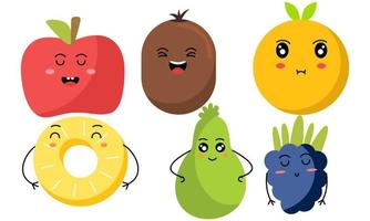 vetor de ícone de personagens engraçados de frutas fofas