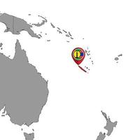 pin mapa com bandeira da Nova Caledônia no mapa do mundo. ilustração vetorial. vetor