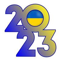 feliz ano novo 2023 banner com bandeira da ucrânia dentro. ilustração vetorial. vetor
