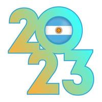 feliz ano novo 2023 banner com bandeira argentina dentro. ilustração vetorial. vetor