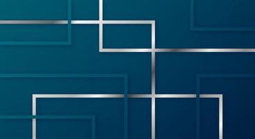 linhas de corte de papel de linhas geométricas quadradas 3d abstratas com padrão de decoração realista de cores azul escuro e prata vetor
