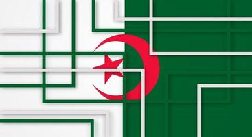 listras quadradas geométricas abstratas linhas papercut fundo com bandeira da argélia vetor