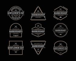 distintivo retrô vintage emblema logotipo design de logotipo de barbearia estilo linear vetor