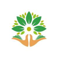 design de ícone de logotipo de mão de árvore vetor