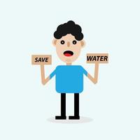 salvar design de mensagem de desenho animado de água vetor