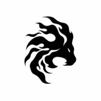logotipo de cabeça de leão ardente tribal. desenho de tatuagem de decalque. ilustração vetorial de estêncil vetor