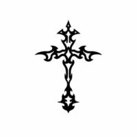 símbolo da cruz cristã. desenho de tatuagem tribal. ilustração vetorial de estêncil vetor