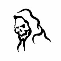logotipo do símbolo do grim reaper em fundo branco. desenho de tatuagem de estêncil decalque. ilustração em vetor plana.