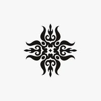 logotipo do símbolo da mandala preta no fundo branco. desenho de tatuagem de decalque de estêncil. ilustração em vetor plana.
