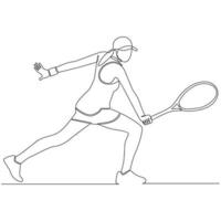 jogador de tênis desenho de linha contínua ilustração de arte de linha vetorial vetor