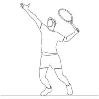 jogador de tênis desenho de linha contínua ilustração de arte de linha vetorial vetor
