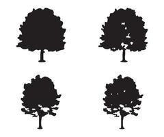vetor de silhueta de árvore. silhuetas de árvores isoladas da floresta em preto sobre fundo branco. conjunto vetorial de silhuetas de árvores