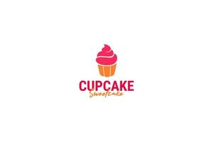 ideia de ilustração vetorial de design de logotipo de cupcake plano vetor