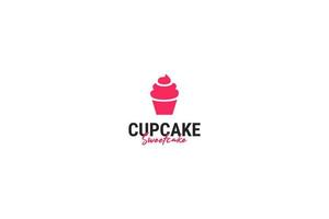 ideia de ilustração vetorial de design de logotipo de cupcake plano vetor