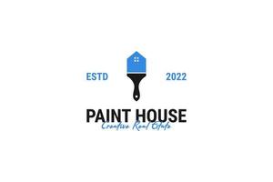 ilustração em vetor de design de logotipo de casa de pincel de tinta plana