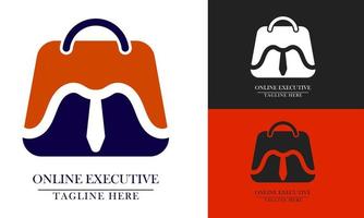 letra m gravata e elemento do logotipo do ícone da sacola de compras vetor