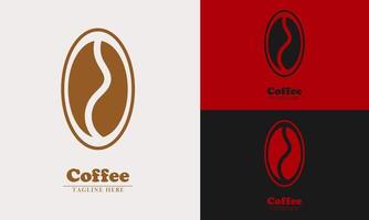 grãos de café no ícone do logotipo oval do círculo vetor