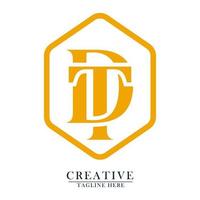 logotipo dt vetorial premium em ouro vetor