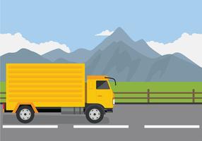 Camion on the road free vector