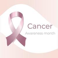 a fita rosa é um símbolo da luta contra o câncer. bandeira de prevenção do câncer de mama. modelo de vetor