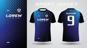 design de camisa esportiva de camiseta azul preta vetor