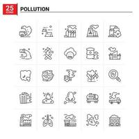 25 ícones de poluição conjunto de fundo vetorial vetor