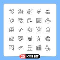 Pacote de linha de interface de usuário 25 de sinais e símbolos modernos de treinamento de hardware em casa motivação carreira elementos de design de vetores editáveis
