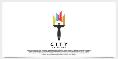 design de logotipo de pintura em casa com cor de arco-íris de conceito criativo vetor