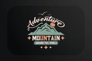 montanha de aventura ao redor do mundo design de camiseta vetor