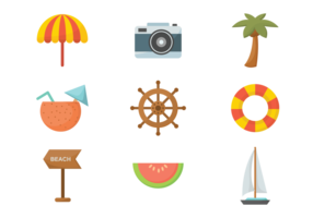 Playa planas Icons Vector