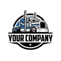 logotipo do emblema do círculo do semi-caminhão de 18 rodas da empresa de caminhões premium vetor