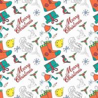 padrão de banner sem costura para design de natal e ano novo no estilo de doodle meias para presentes no fundo de itens festivos vetor