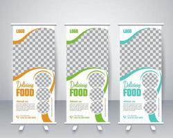 modelo de design de banner de rolo de comida de restaurante moderno vetor