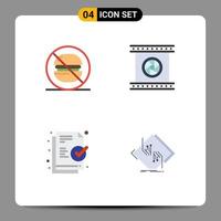 conjunto moderno de pictograma de 4 ícones planos de documento rápido sem lentes fotográficas elementos de design de vetores editáveis prontos