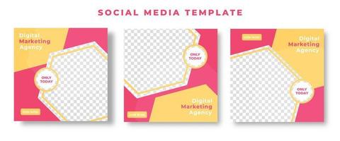 conjunto de banner de marketing de negócios digitais para ilustração em vetor modelo de postagem de mídia social