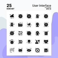 25 conjunto de ícones de interface de usuário 100 eps editáveis 10 arquivos idéias de conceito de logotipo de negócios design de ícone de glifo sólido vetor