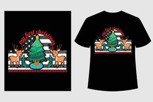 design de camiseta de dia de natal ou dia de natal vetor