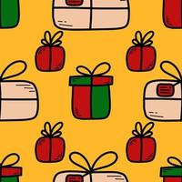 doodle padrão sem emenda de vetor de natal e ano novo