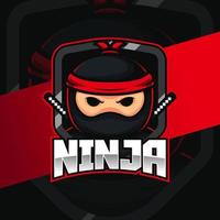 desenho animado de mascote de logotipo de e-sport ninja vetor